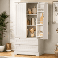 thumbnail image 5 of 47" H Kitchen Pantry Cabinet with 2 Doors, 2 Drawers and 8 Shelves, Solid Wood Storage Cabinet in White, 5 of 8