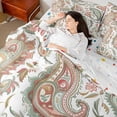 thumbnail image 4 of Manfei Paisley Flower 7 Pieces Bedding Comforter Set,Boho Theme Full Bedding Set,Orange Green White Fitted Sheet Flat Sheet For Adults,Microfiber Bedroom Decor Reversible, 4 of 8