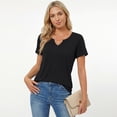 thumbnail image 4 of SUNBS Shirts for Women Short Sleeve Blouses Summer V Neck Tops Casual Dressy Boho Tunic Business Work Clothes School Outfit, 4 of 8