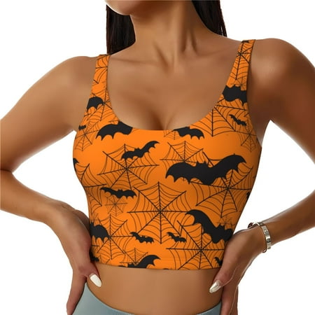 Sports Bras for Women High Support  halloween bats Workout Tank Tops Woman  Yoga Bra with Removable Cups