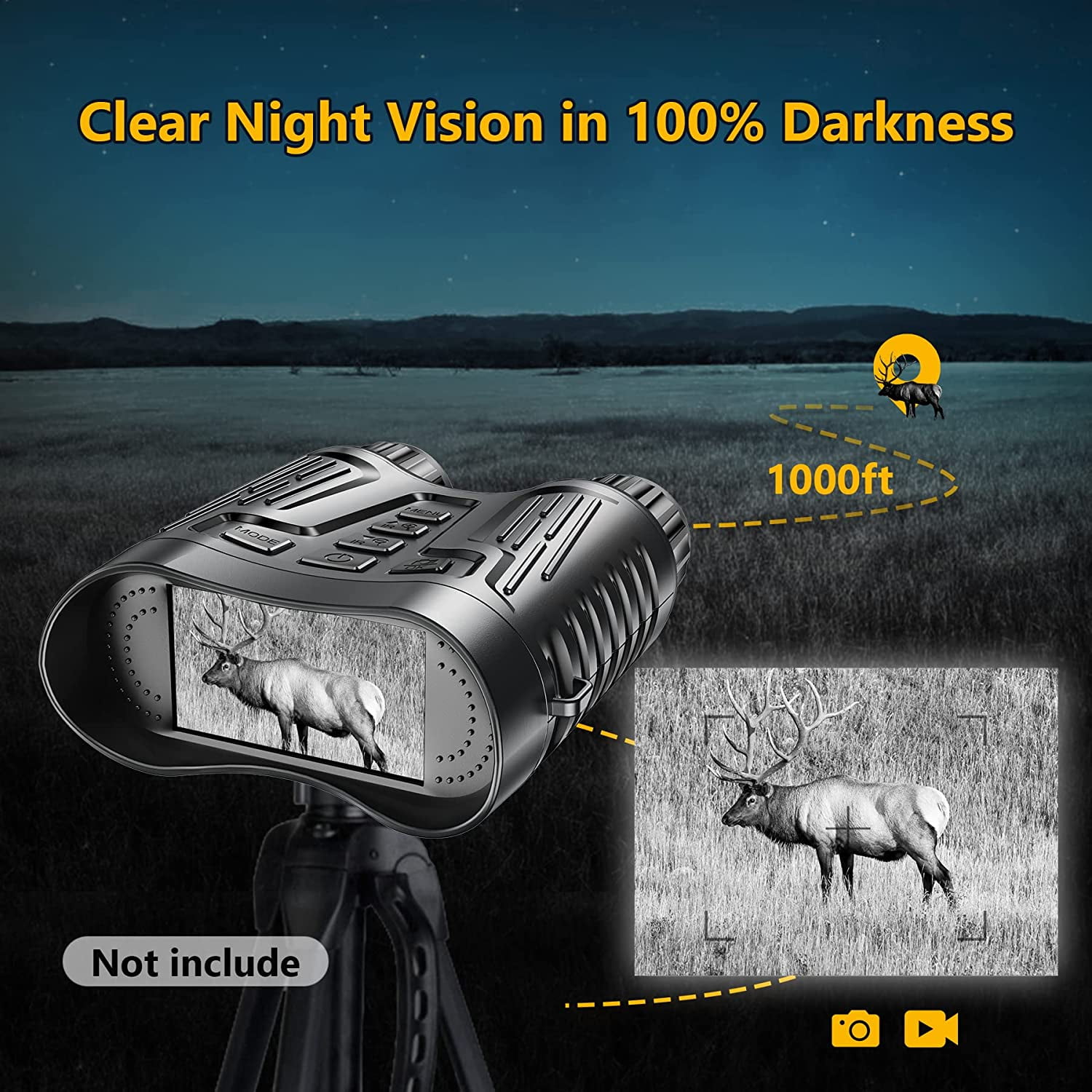 Ruaiok 4K Night Vision Binoculars, 8X Digital Night Vision Goggles for Adults Hunting Camping