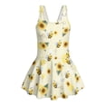 thumbnail image 4 of Xixirimido Cute Bees Sunflower Print Girls One Piece Swimsuits Modest Bathing Suit for Kids Hawaiian Swimwear with Skirt Sleeveless Swim Dress for Beach Water Park, 6-7 Years, 4 of 7