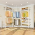 thumbnail image 6 of Timate L3 L Shape Garment Rack Heavy Duty Clothes Rack for Hanging Clothes, Expandable  Pipe Wall Mounted Clothing Rack, Adjustable Corner Closet Wardrobe Closet Kit Closet Systems, White, 6 of 13