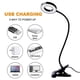 thumbnail image 5 of Lámpara de escritorio blanca con clip y 48 LED, lámpara de lectura flexible con clip de 360°, 3 modos de iluminación y 10 niveles de brillo, lámpara de escritorio LED USB para estudiar y trabajar., 5 of 5
