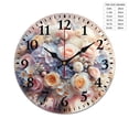 thumbnail image 2 of Wall Clock Silent without Ticking-Flower Romantic Pattern Funny Living Room and Kitchen Wall Clock, Battery Powered, Suitable for Home/Office/Classroom/School, 2 of 6