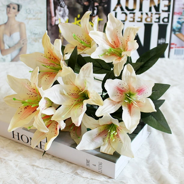 Isvgxsz Flower 10 Heads Artificial Flower Bouquet Artificial Lily Flowers  Fake Easter Tiger Lily Floral Arrangements Wedding Bouquets Home Office  Garden Party Hotel Decoration - Walmart Business Supplies