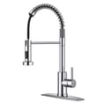 thumbnail image 1 of FORIOUS Grifo de cocina cromado para fregadero de cocina con rociador extraíble, grifo de fregadero de cocina de resorte comercial, grifo de fregadero de acero inoxidable de una sola manija de arco al, 1 of 5