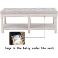 thumbnail image 5 of CHYTGBV Farmhouse  Bench French Rustic Entryway Ottoman with Black Frame  Upholstered Fabric Tufted End of Bed with Rack for Bedroom Living Room Hallway  Grey, 5 of 7