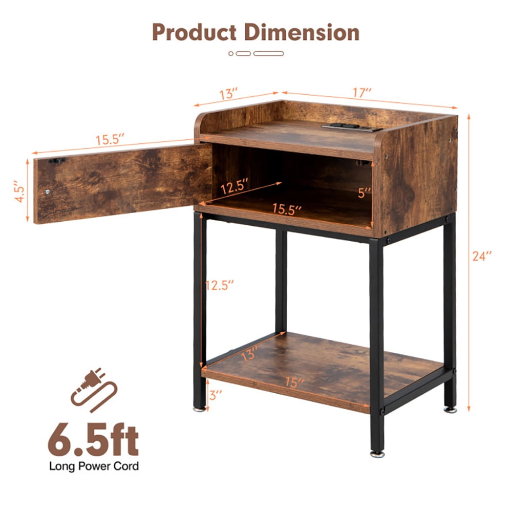Finihen End Table, Lift Top End Table with Charging Station and Storage Shelves, Sofa Side Table, Bed Side Table, for Living Room, Bedroom, Coffee Finihen End Table, Lift Top End Table with Charging Station and Storage Shelves, Sofa Side Table, Bed Side Table, for Living Room, Bedroom, Coffee