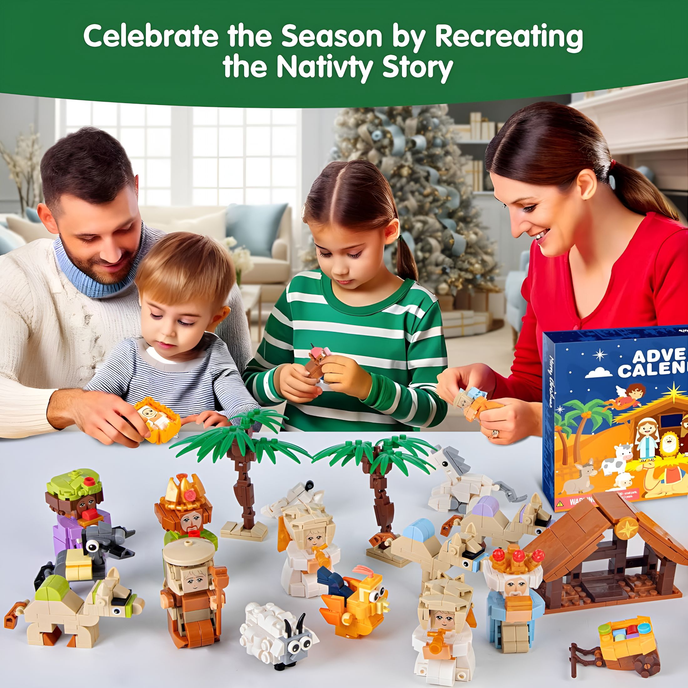 BESTSKY 2026 New Christmas Nativity Advent Calendarkids-24 Days Building Blocks Kits Countdown Calendar Set- Toy Advent Calendar