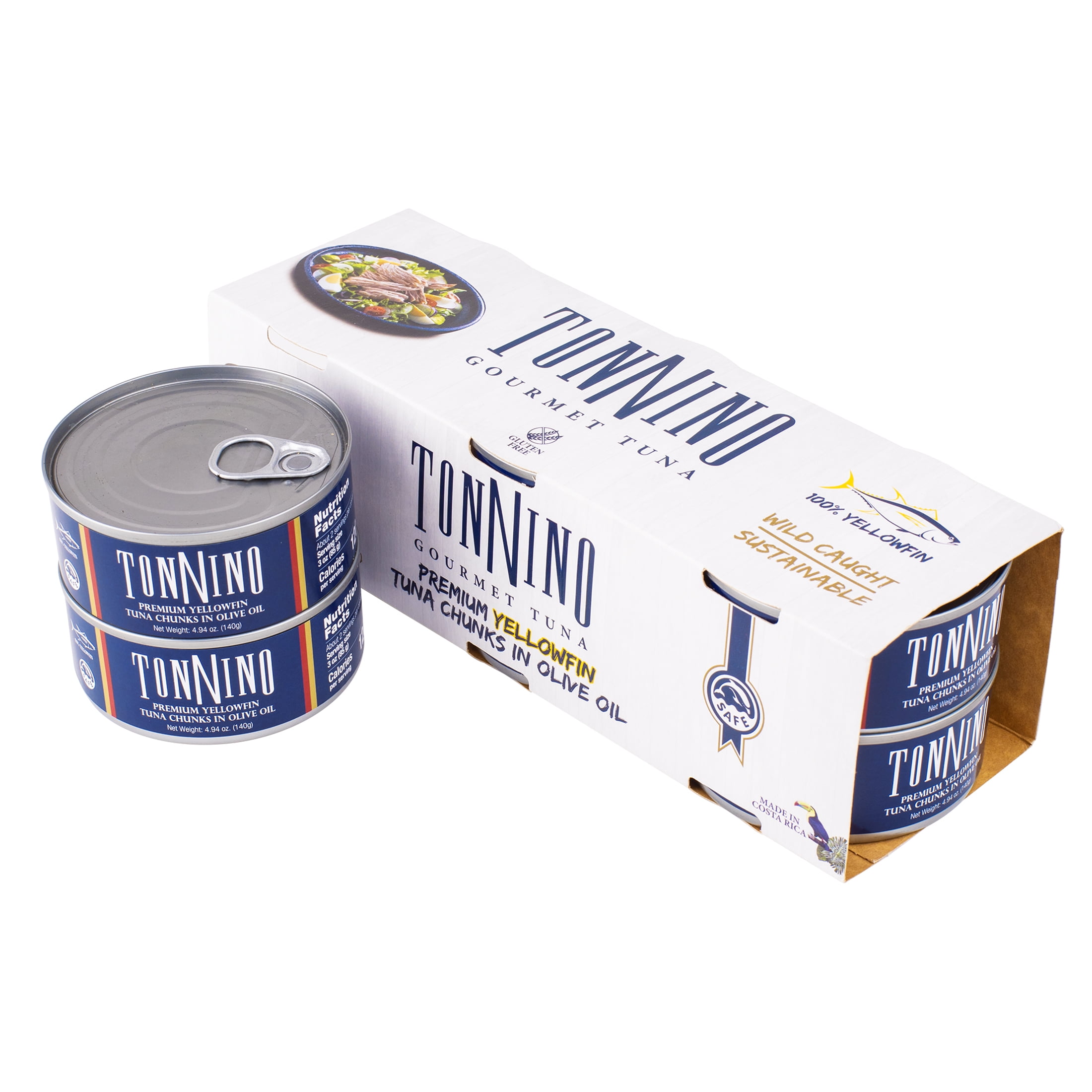 (6 pack) (6 pack) Tonnino Premium Yellowfin Tuna Chunks in Olive Oil, 4.94 oz, Cans, Wild Caught