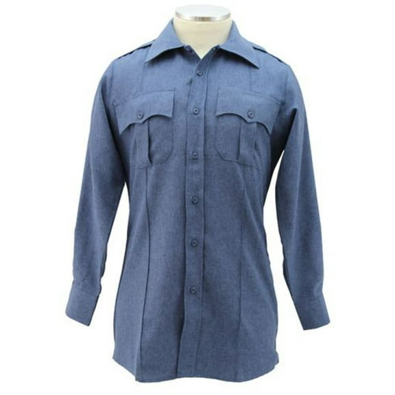 First Class Polycotton Long Sleeve Uniform Shirt - French Blue - L