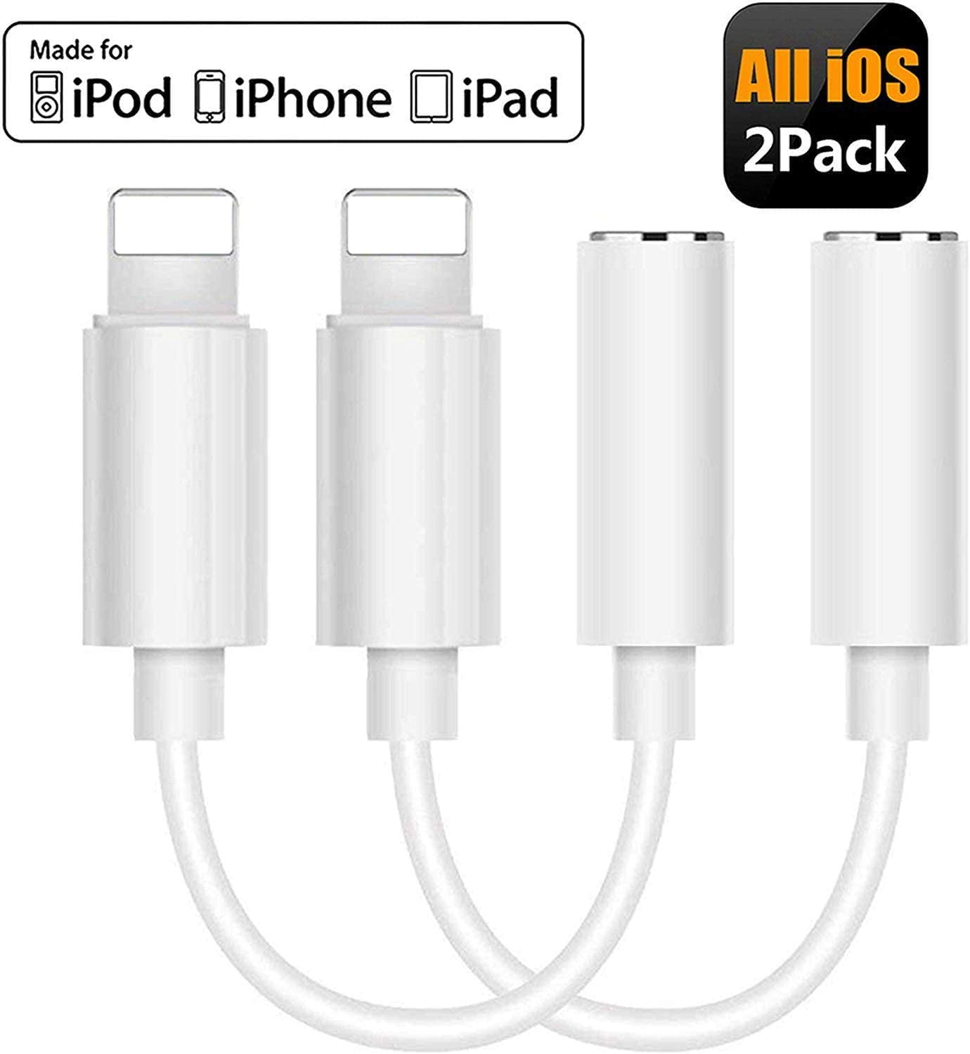 Headphone Adapter (2 Pack),for iPhone 3.5mm Headphone Jack Adapter