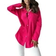 thumbnail image 2 of xiaxaixu Women Button Down Shirts Solid Color Turn-Down Collar Long Sleeve Blouses Spring Fall Commuter Casual Loose Tops, 2 of 6