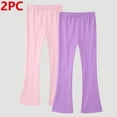 thumbnail image 2 of Lenpel Girls' Flare Leggings 2 PCs Casual Cotton Elastic Waist Bell Bottom Yoga Pants Bootcut Dance Pants for Children 3-16 Y(Pink,15-16 Years), 2 of 7
