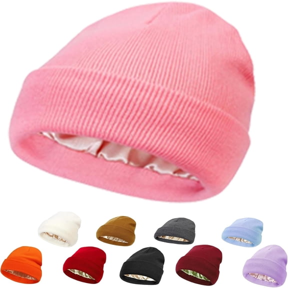 2026 New Satin Lined Beanie for Women & Men, Warm Cuffed Beanie for Cold Weather