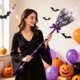 thumbnail image 4 of 35in Halloween Witch Brooms Decoration Mesh Magics Flying Broomstick Prop for Party Costumes Spooky House Wall Hanging Decor with Ribbon Large Scale Witch Broom Prop for Front Porch Display, 4 of 6