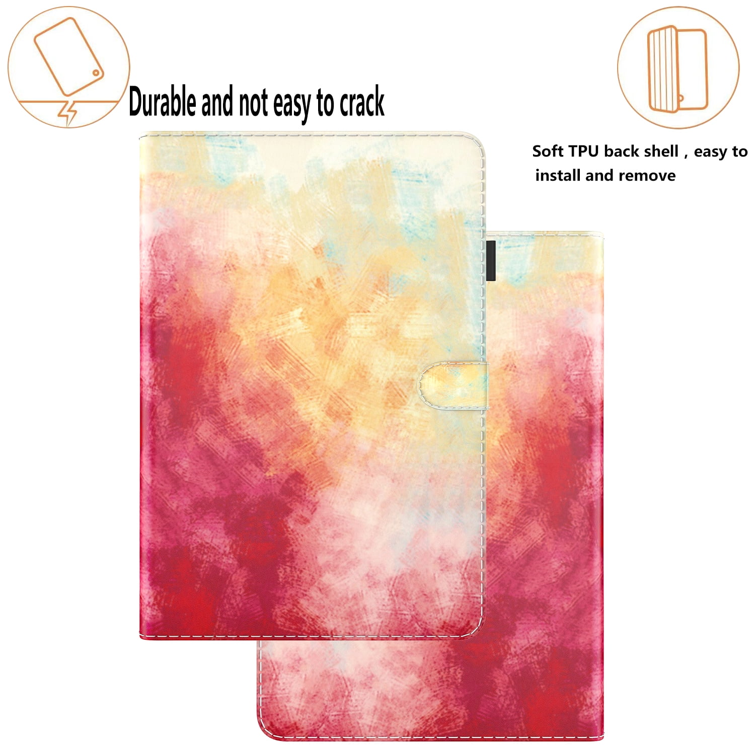 Dteck Folio Case for Apple iPad (10th generation) 10.9-Inch 2022, Auto Wake Sleep Smart Cover Slim Gradient Flip Stand Case with Card Slots Pencil Holder for iPad 10th Gen,Red