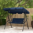 thumbnail image 2 of Topbuy 3-Person Swing Chair Porch Swing Seat with Adjustable Canopy Removable Cushion & Stable Metal Frame Outdoor Hanging Swing Glider Lounge Chair for Garden Yard Balcony Navy, 2 of 10