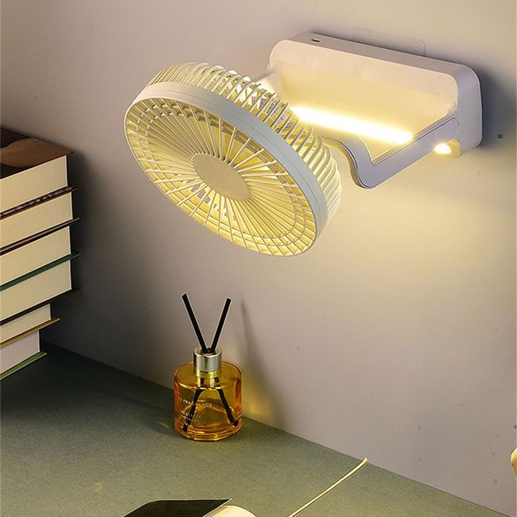 USB Rechargeable Portable Electric Fan Air Cooler with Light Desktop Ventilator