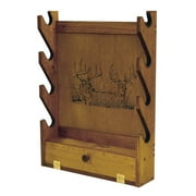 Evans Sports Whitetail Deer Wooden 4-Gun Rack with Storage Compartment TC28-66 21"x5"x28"
