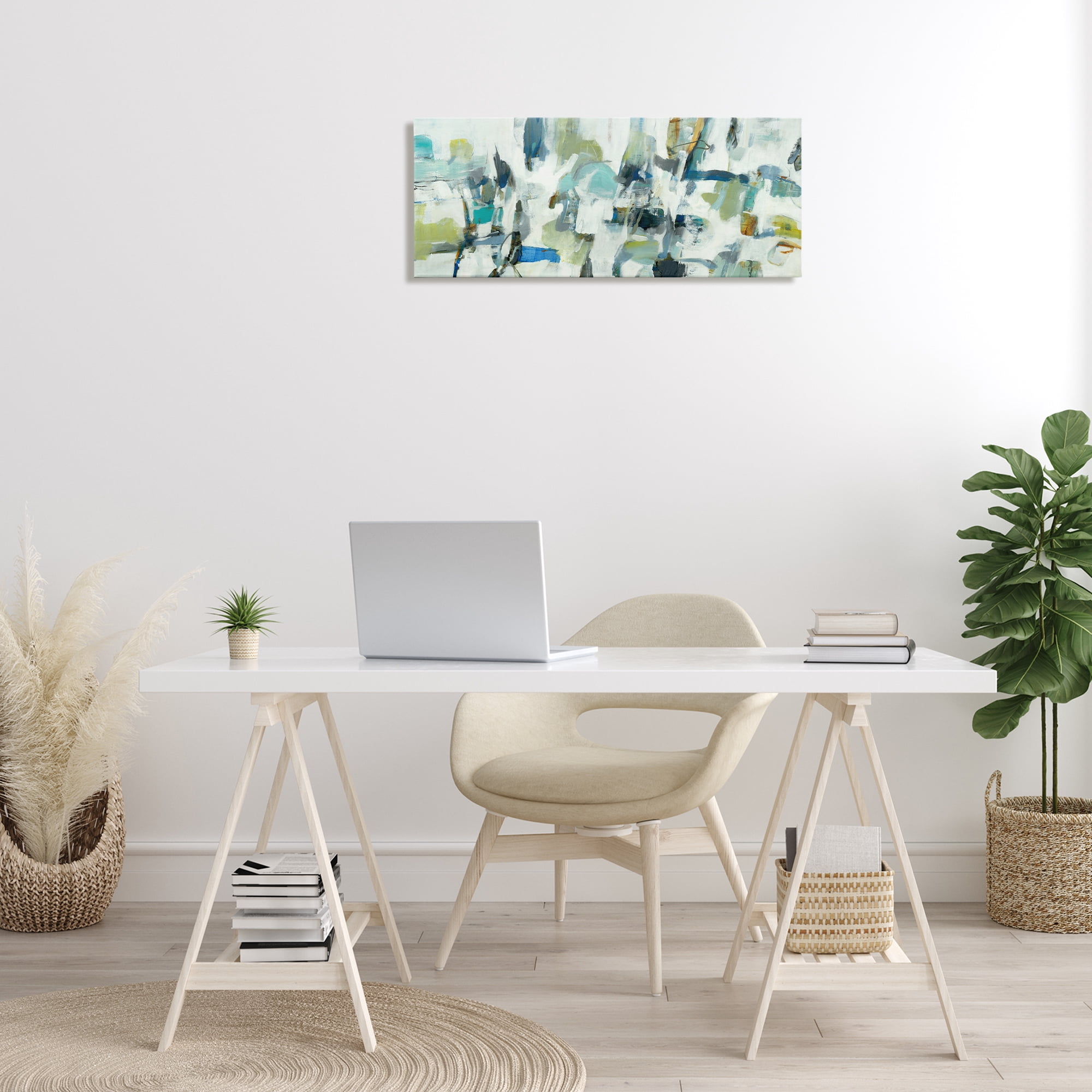 Stupell Industries Chaotic Brush Strokes Layered Abstract Painting Wrapped Canvas Art Print Wall Art, 30 x 13