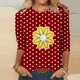 thumbnail image 2 of Camisetas Casuales de las Mujeres de Moda Impresa 3/4 Mangas Blusa Cuello Redondo para el Hogar Y Diario, 2 of 4