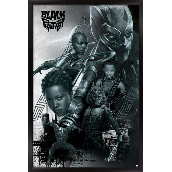 Marvel Cinematic Universe - Black Panther - Group Wall Poster, 14.725" x 22.375", Framed