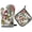 Christmas Design with Snowmen, variant on 2 PCS Oven Baking Gloves Set Heat Resistant Oven Mitt & Pot Holder Set Cooking Mitts Kitchen Home Supplies Christmas Design with Snowmen