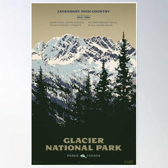 Glacier National Park Poster Wall Art, Modern Wall Decor, 8x12 UNFRAMED