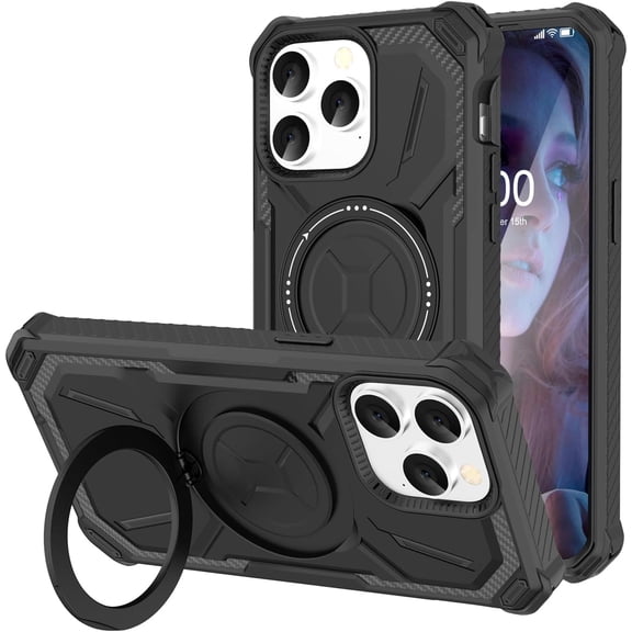 for iPhone 15 Pro Max Case with Kickstand Shockproof 15 Pro Max Protective Cover for 15 Pro Max 2023 6.7inch - Black