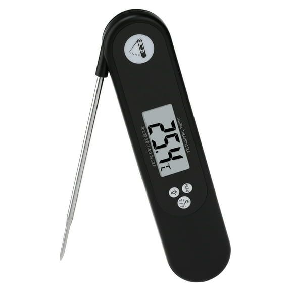 Digital Meat Thermometer, Instant Read Foldable Food Thermometer, Waterproof Cooking Thermometer for Home and Kitchen, Smoker Black