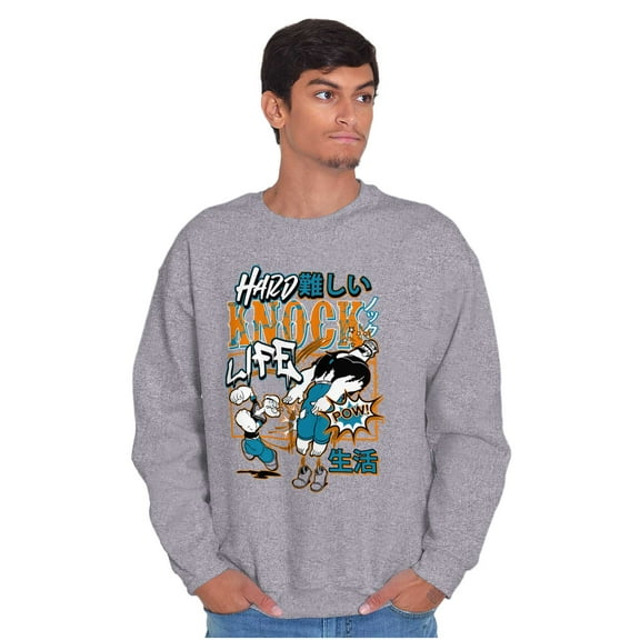 Cool Fighting Popeye Hard Knock Life Men's Crewneck Sweatshirt Brisco Brands S
