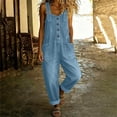 thumbnail image 4 of ClodeEU Women's Wide Leg Denim Bib Overalls,Casual Loose Baggy Jumpsuit with Pockets Light Blue,Women's Plus M, 4 of 6