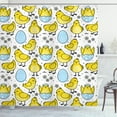 thumbnail image 1 of Ambesonne Farm Animal Shower Curtain, Chicks and Easter Eggs, 69"Wx75"L, Yellow Pale Blue White, 1 of 2