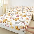 thumbnail image 3 of Homewish Macaron Candy Cane Full Size Sheets,Sweet Christmas Dessert Bed Sheets,Cute Cartoon Gingerbread Man Sheet Sets For Boys Girls,Microfiber Bedroom Decor,4-Piece, 3 of 7