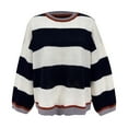 thumbnail image 5 of Bovemsi Sweaters for Women Cozy Sweater Fall 2025 Oversized Striped Long Sleeve Loose Pullover Knitted Tops Fall Sweaters, 5 of 5
