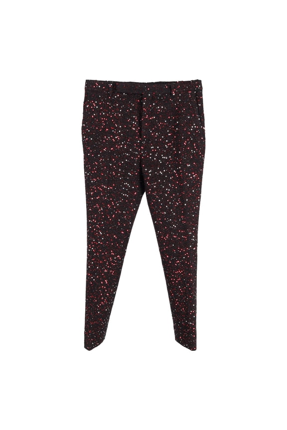 Pre-Owned Saint Laurent Embroidered Trousers In Red Sequins