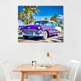 thumbnail image 2 of JEUXUS Wall Art American Classic Car on The Beach Cayo Jutias Canvas Prints Picture Decor Vintage Car Poster Print Stretched and Framed Ready to Hang for Boys Room 20x16 inch, 2 of 4