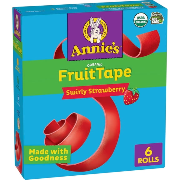 Annie's Organic Fruit Tape, Swirly Strawberry, Non-GMO and Organic Fruit Flavored Snacks, 6 Rolls, 4.5 oz ( pack of 2 )