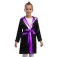 thumbnail image 2 of TiaoBug Garçons Enfants Robe de Boxe Métallique à Capuche Hauts de Boxe Cape Boxeur Manches Longues Ouvert devant Cape à Capuche avec Ceinture Ensemble Noir&Violet 8, 2 of 6