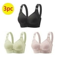 thumbnail image 2 of JGGSPWM 3PC Women's Large Size Non-Steel Ring Rear Buckle Gathering Comfortable Breathable Underwear Daily Bra Multicolor M, 2 of 9