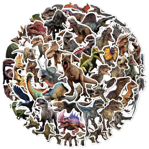Paquete de calcomanías Jurassic Dinosaur, 50 unidades, impermeables para niños