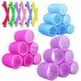 thumbnail image 1 of Juego de rizador de cabello con agarre automático, juego de rizador (morado claro 6,0 + 4,5 rosa + 3,6 azul) * 6 juegos + 12 pinzas de plástico, 1 of 5