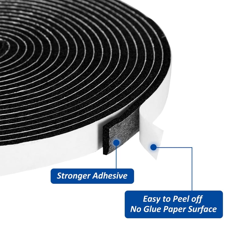 Self-Adhesive Foam Tape Weatherstrip – 1/2" X 1/4" X 42Ft Total, High-Density CR Foam, Strong Adhesive, Soundproof & Seal For Doors, Windows, Cabinets