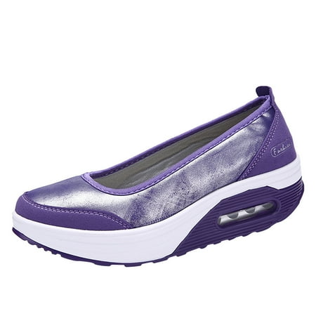 Aayomet Womens Sneakers Works Fashion Women Air cushion Platform Shoes Shake Shoes Slip Sport Purple 5