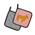 thumbnail image 2 of Caroline's Treasures Zebu Indicine Cow Pink Check Pair of Pot Holders, 2 of 3