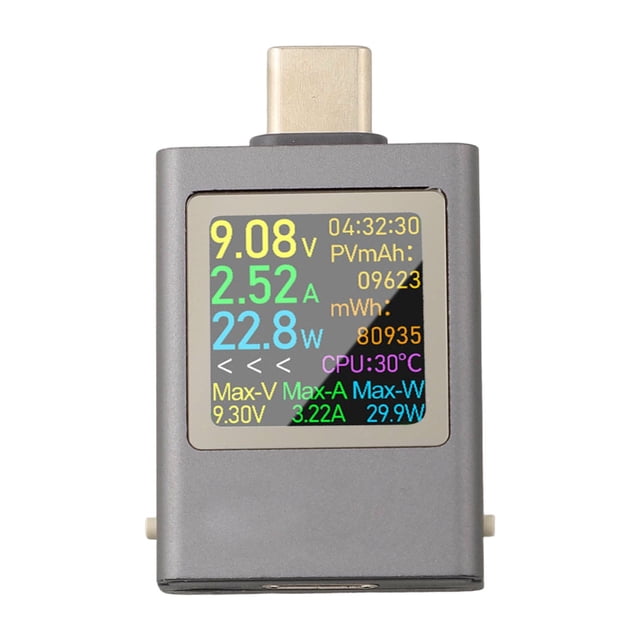 BTOER USB C Tester Meter 4.5~50V 0~12A Type-C Voltage Current Tester USB Power Meter Detector Tester Digital Voltmeter Battery Capaci