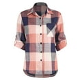 thumbnail image 6 of Baberdicy Womens Shirts Women Casual Matching Color Long Sleeve Button Loose Plaid Shirt Blouse Top Blouses for Women Orange, 6 of 9