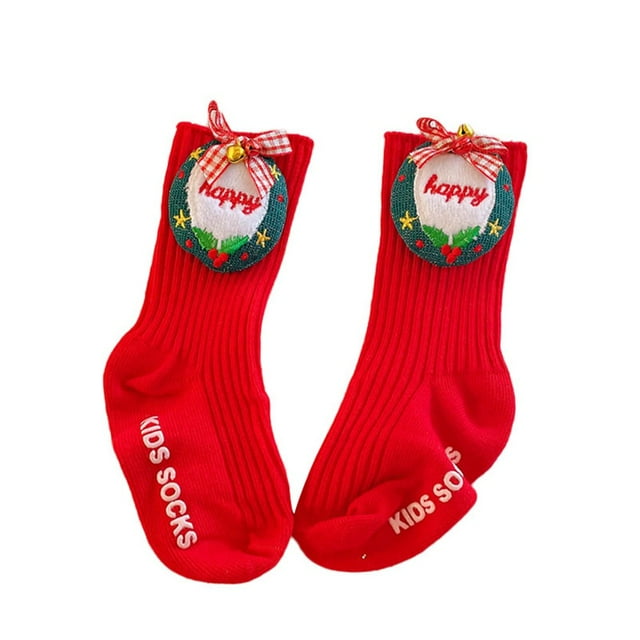 Children‘s Socks Cute Embellished Christmas Knitted Non-slip Socks